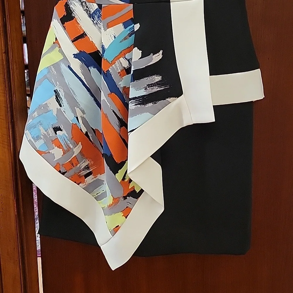 BCBGMaxAzria Sleeveless "Alessandra" Asymmetrical Handkerchief Peplum Mini Dress - Picture 3 of 14